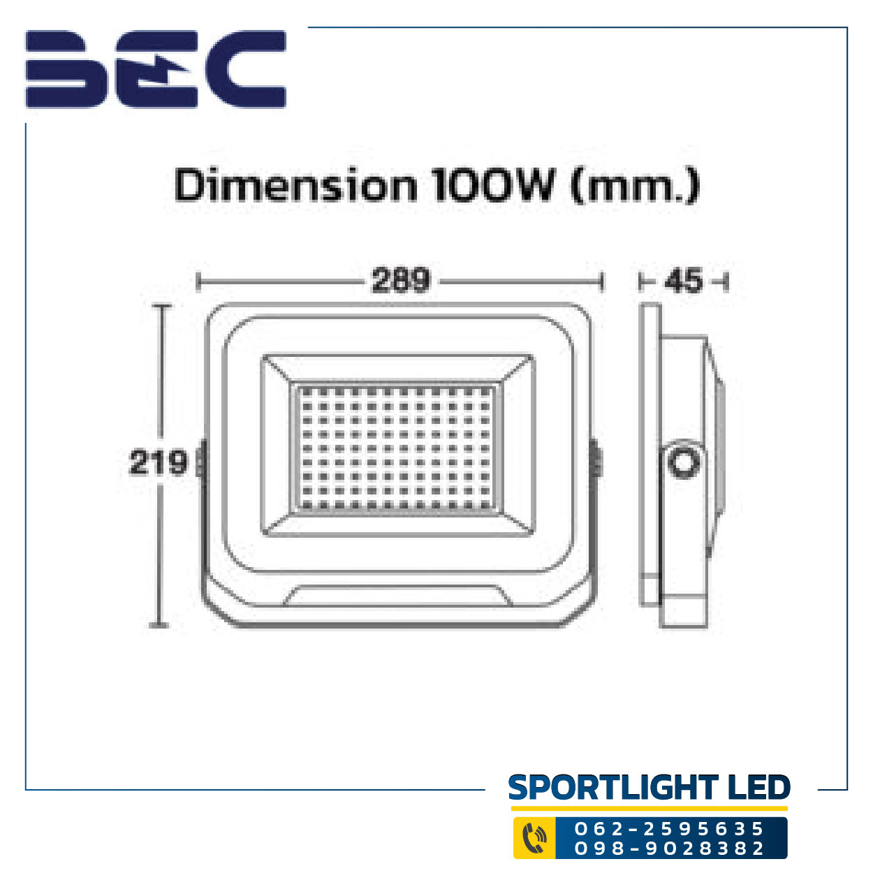 ไฟสปอร์ตไลท์-BEC-LED Floodlight รุ่น SPEED-100W - Image 2
